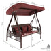 adjustable tilt locking canopy on 3-person outdoor patio swing 77 inch wide