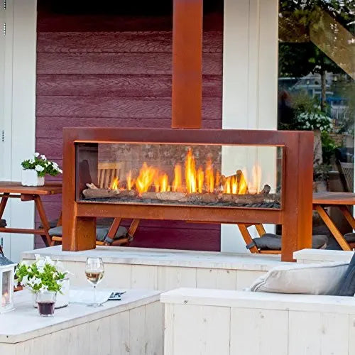 Outdoor Smokeless  Corten Steel Gas Fire Pit Table