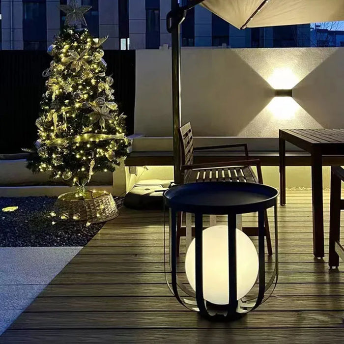 New Style Outdoor Indoor Floor Lamp White Acrylic Ball Black Metal Plug Charging Solar Energy Lighting Fixtures