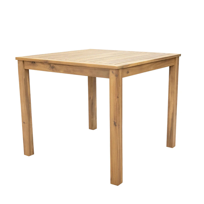 slatted acacia wood square outdoor dining table natural oil finish 33 inch