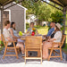7-piece acacia wood patio dining set seats 6 on backyard deck