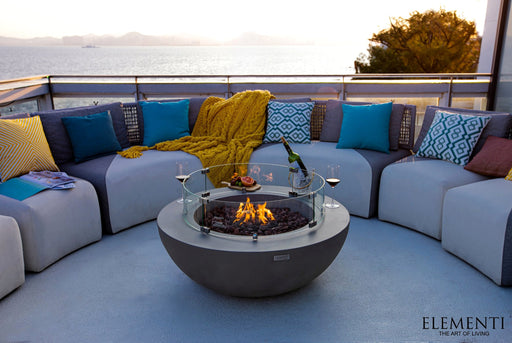 Elementi Lunar Bowl 42 inch square cast concrete outdoor fire pit table