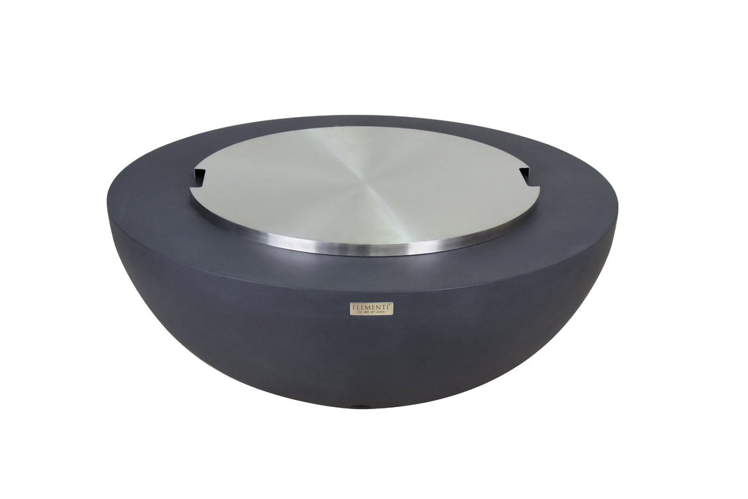 Elementi Lunar Bowl fire table with optional wind screen and tank cover