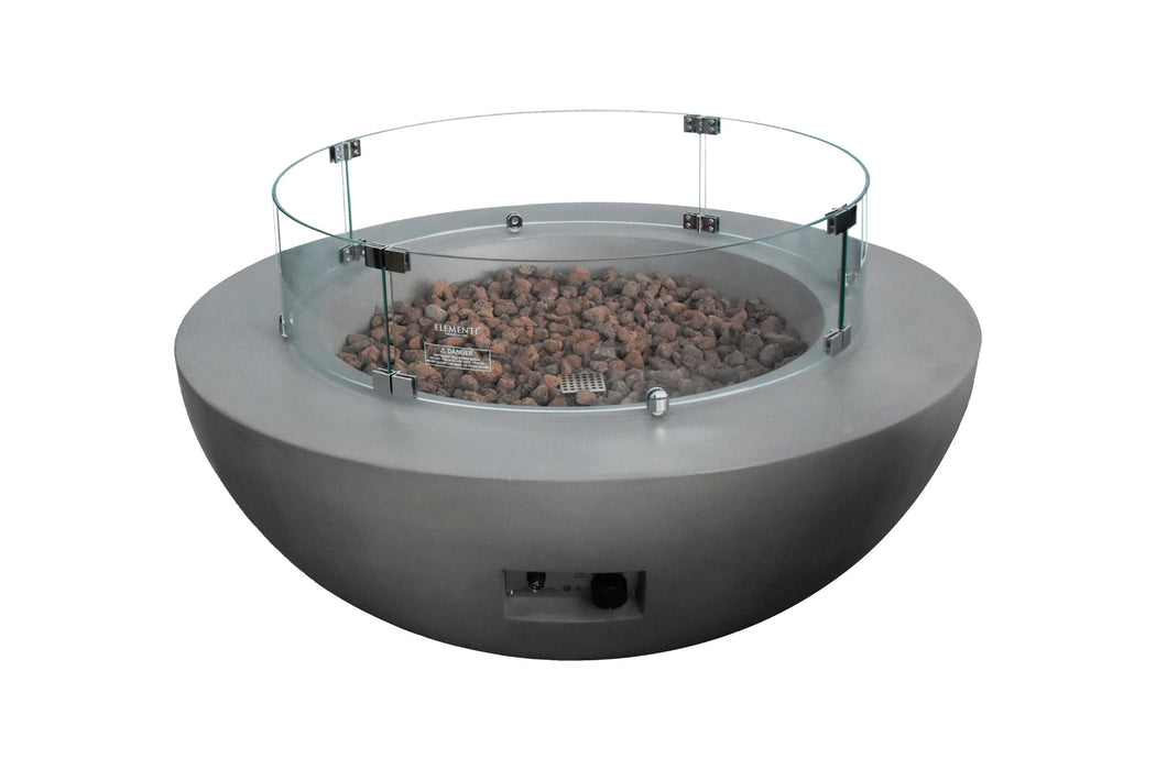 Elementi Lunar Bowl fire table with optional wind screen and tank cover