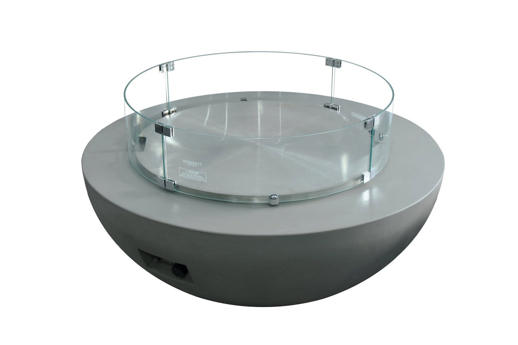 Elementi Lunar Bowl fire table with optional wind screen and tank cover
