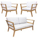 Sunnydaze Bodie 3-piece acacia wood patio conversation set with loveseat and 2 armchairs